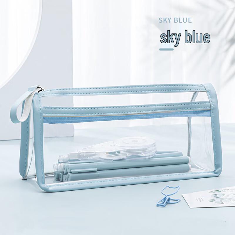 Velkokapacitní průhledné dvouvrstvé pouzdro na tužky se zipem (5-balení)