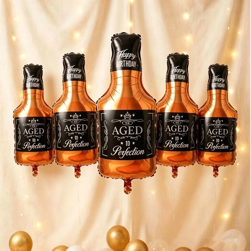 5 Stück 14 Zoll Mini Happy Birthday Wein Folienballon Für Geburtstagsfeier Dekoration