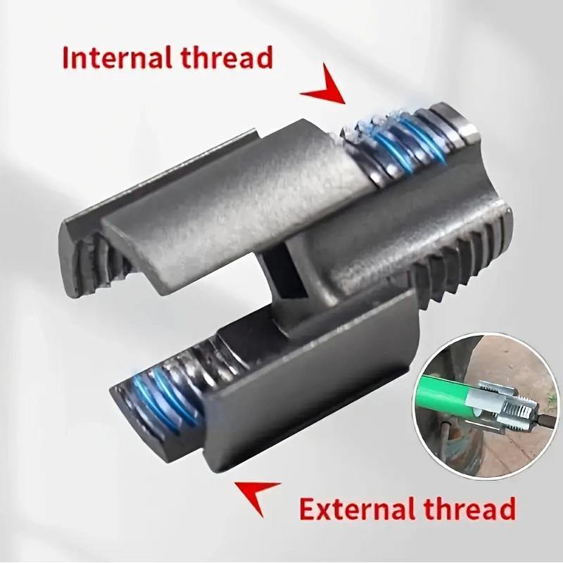 2025 Pipe Threading Tool Kit - Internal & External Cutter for 1/2" & 3/4" Pipes, Drill-Compatible Rethreading Die Set