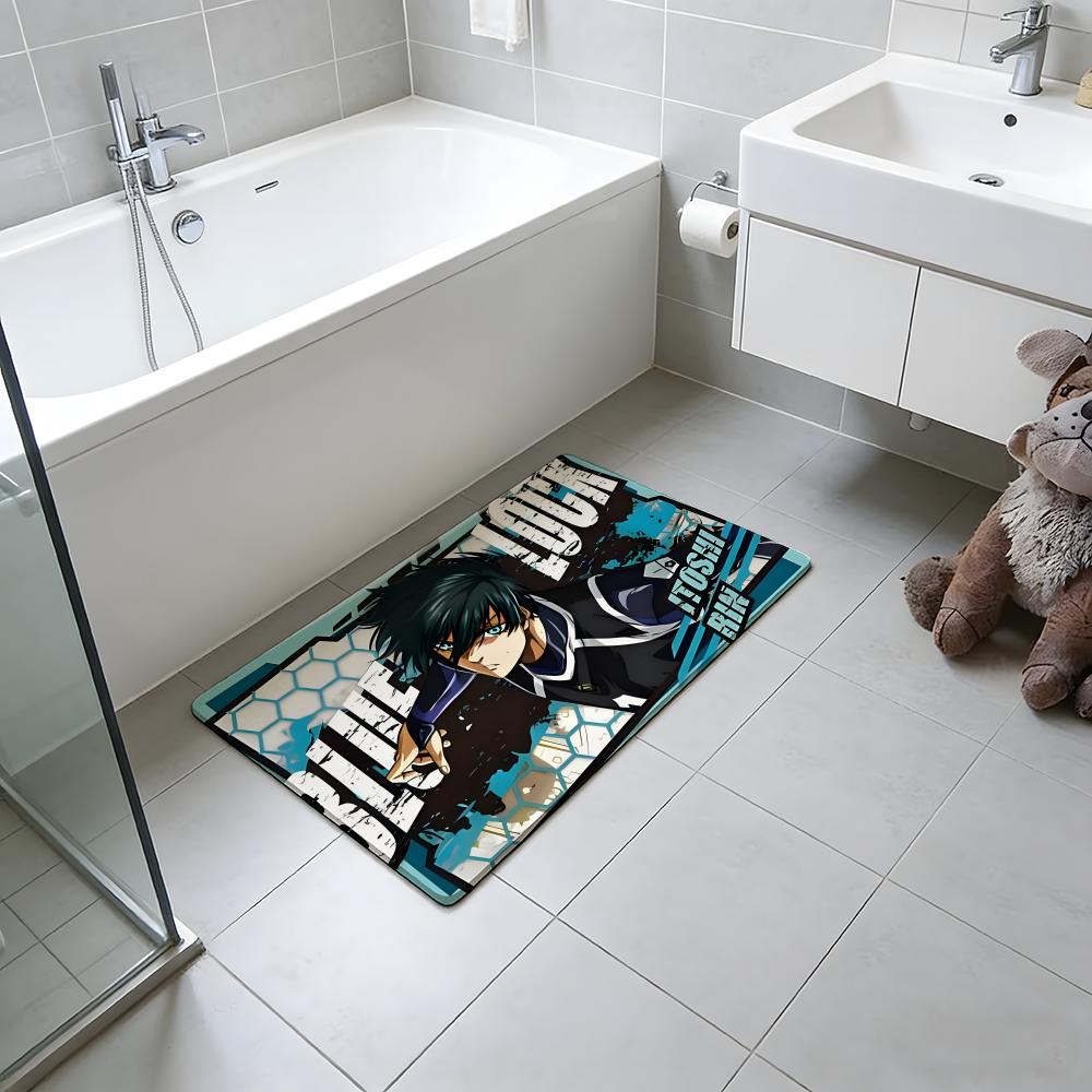 ANIME B-Blue Lock Floor Mat Absorbent Floor Mat Non-Slip Entrance Rug for Bathrooms Restrooms and Toilets