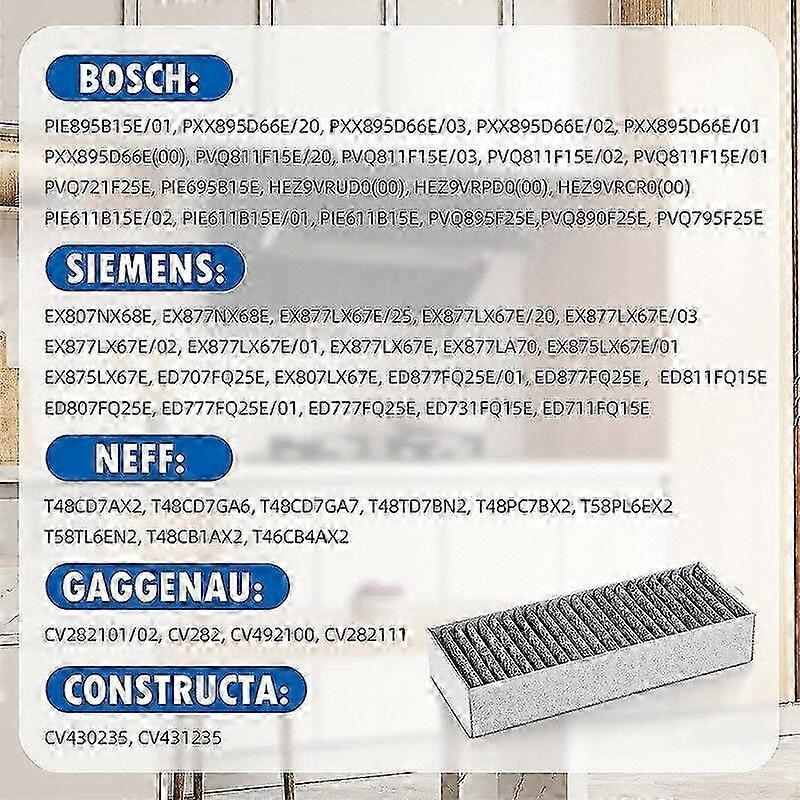 4 buc. filtru cu carbon activ pentru hotă Siemens Hz9vrcr0 17004796 / Bosch Hez9vrcr0 17004805 / Neff Z821vr0 17004806, Gaggenau CA282111