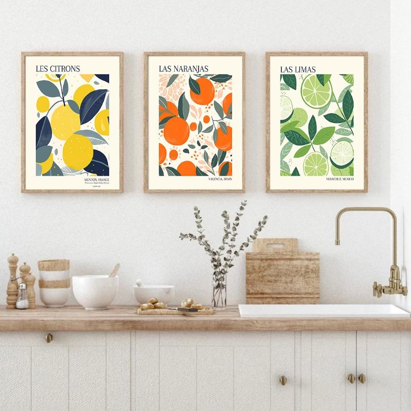 Boho Kitchen Fruit Citrus Lemon Orange Posters Prints Canvas Painting Botanical Wall Art Pictures for Living Room Home Decor