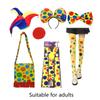 Clown Roleplay Cosplay Costume Outfit Set Halloween Clown Dress Up Gloves Necktie Gloves Vest Suspenders Stockings Bag