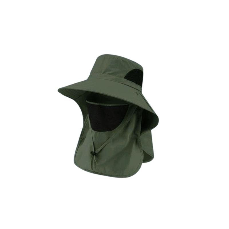 Sun protection hat, outdoor fisherman's hat, detachable face mask, quick-drying hat, large brim hiking hat