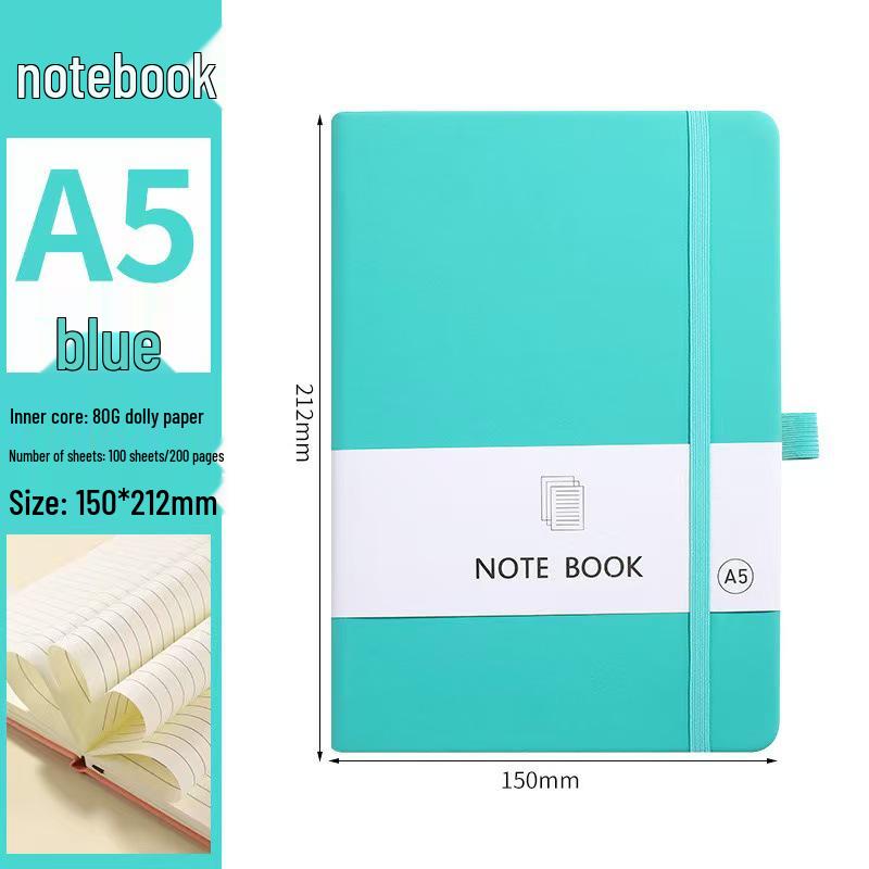 A6/A5 Elastic Band Color Pocket Notebook - Leather Feel, Portable Student Memo