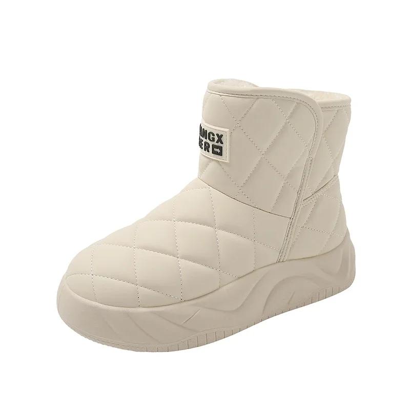 Fashion Snow Boots Women's Velvet Thickening New Winter Fashion Short-tube Slip-on Warm Bread Cotton Shoes Winter Boots Platform Shoes