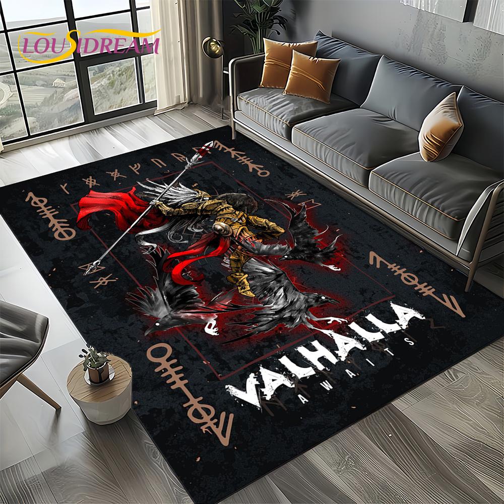 Odin Viking Symbol Valknut Nordic Valhalla Carpet Rug for Living Room Bedroom Home Sofa Decoration,Area Rug Non-slip Floor Mat