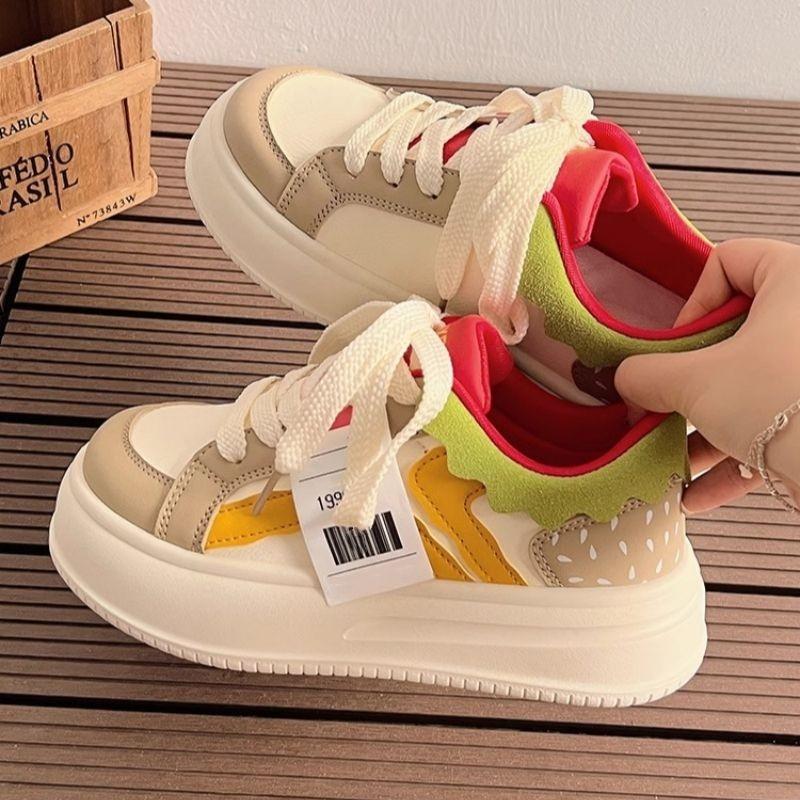 Fashion New Color-blocked Fashionable Comfortable Breathable Thick-soled Slim-fitting Cute Temperamental Casual Women's Sneakers