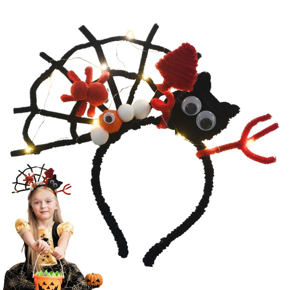 Halloween Headpiece Hair Decor With Light For Kids Festive Hairband Decor For Women Girls Kids Home Party Cosplay School Outdoor