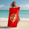 proof beach towel with Manchester United FC logo pattern - soft,absorbent,quick-drying,machine washable - perfect for swimming,camping,bathing