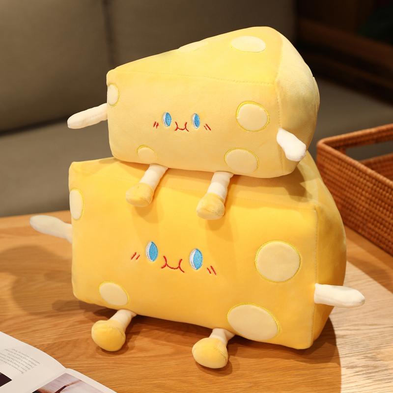 Funny Cheese Plushie Toy Soft Stuffed Animal Pillow Creative Cute Birthday Gift for Kids and Adults