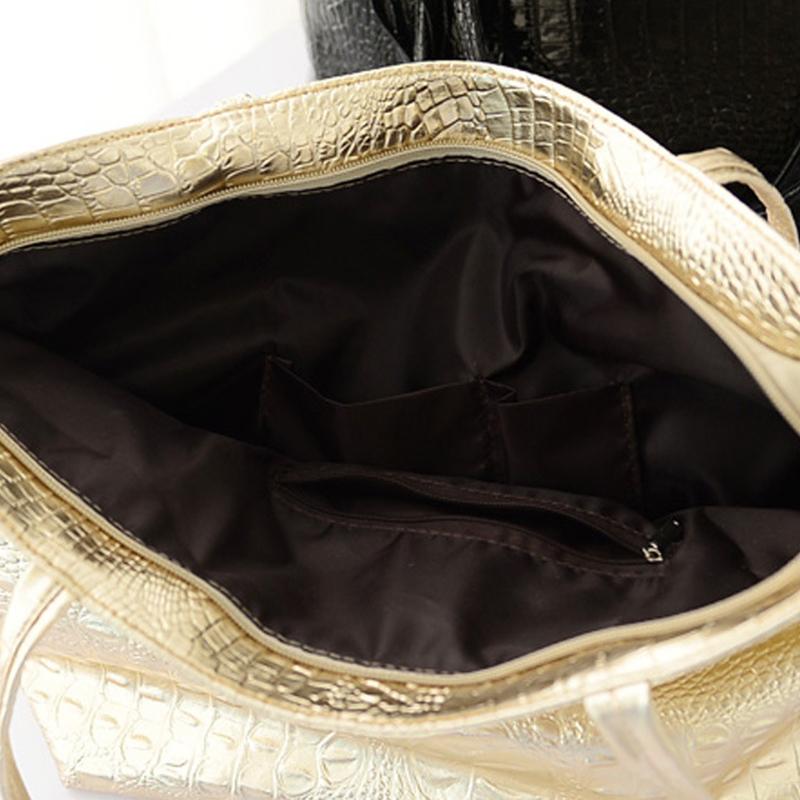 Large Capacity Shoulder PU Handbag With Pendant Crocodile Pattern Fashionable European And American Commuting Women's Tote Bag
