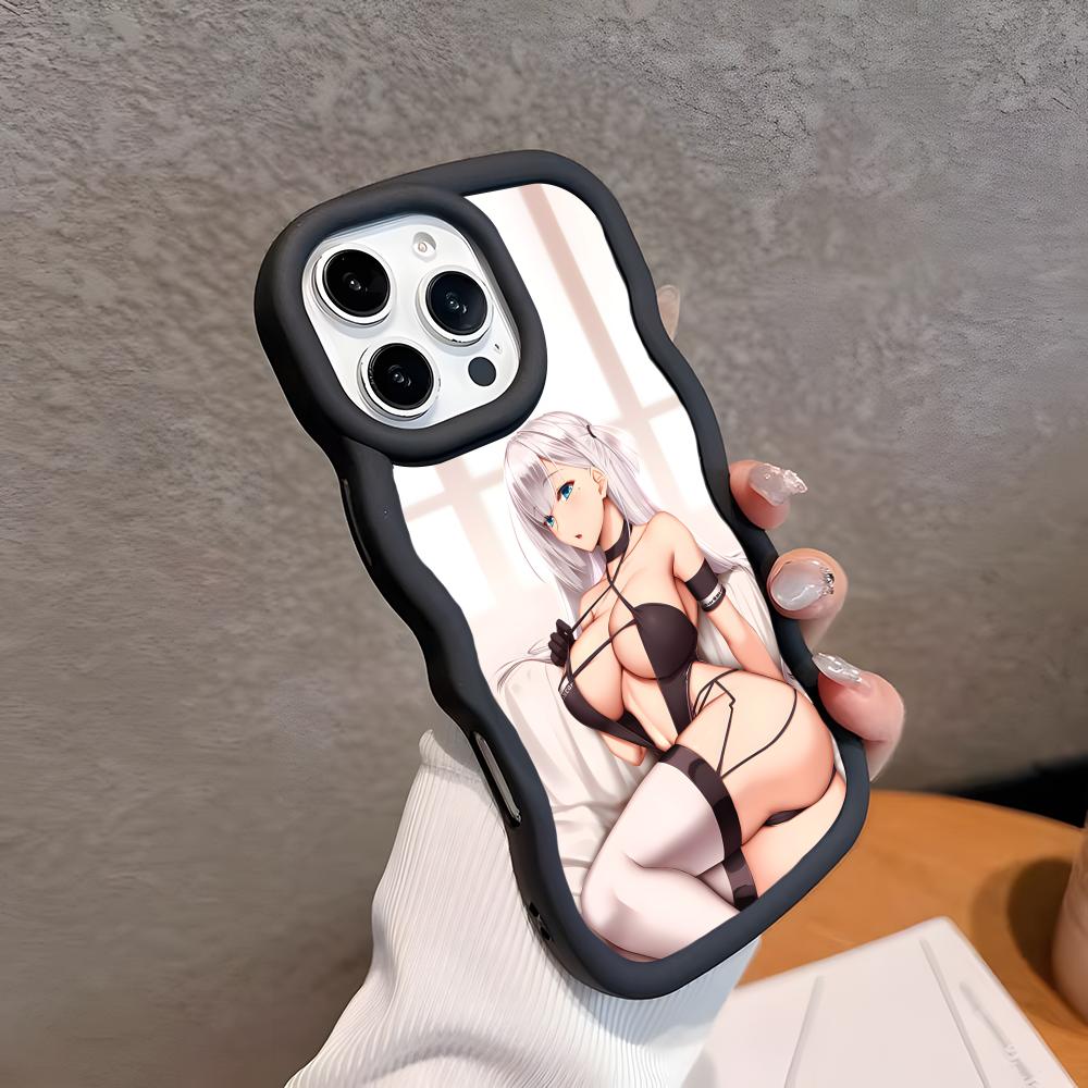 Azur Lane Shoukaku Phone Case for iPhone 17 16 15 14 13 12 11 Air Pro Max Plus Black Soft TPU Wavy Edge Cover