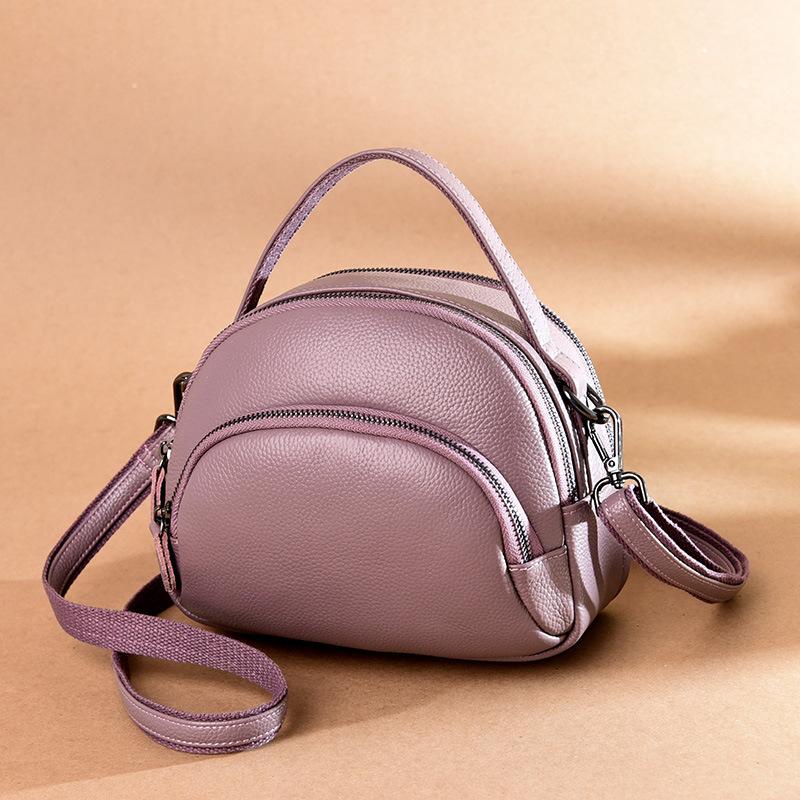 Women's leather medium mother bag fashion first layer cowhide handbag simple casual shoulder messenger bag soft leather bag