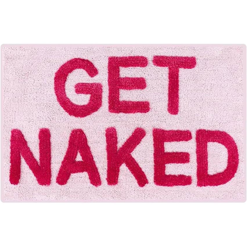 Bibabala Get-Naked Bath Mat, Cute Bathroom Rugs, Non Slip Absorbent Pink Bath Rug, Funny Bathroom Decor, Bathtub Decor Mats,Washable Shower Rug for 40x60cm