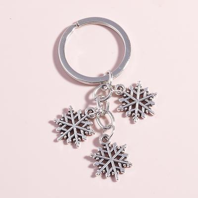 Cute Alloy Snowflake Keychain Metal Key Ring for Men Women Key Holder Handbag Pendants DIY Jewlery Accessories