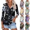 Women's Summer Fashion Casual  Print V-Neck Three Quarter Sleeve  Shirt Top