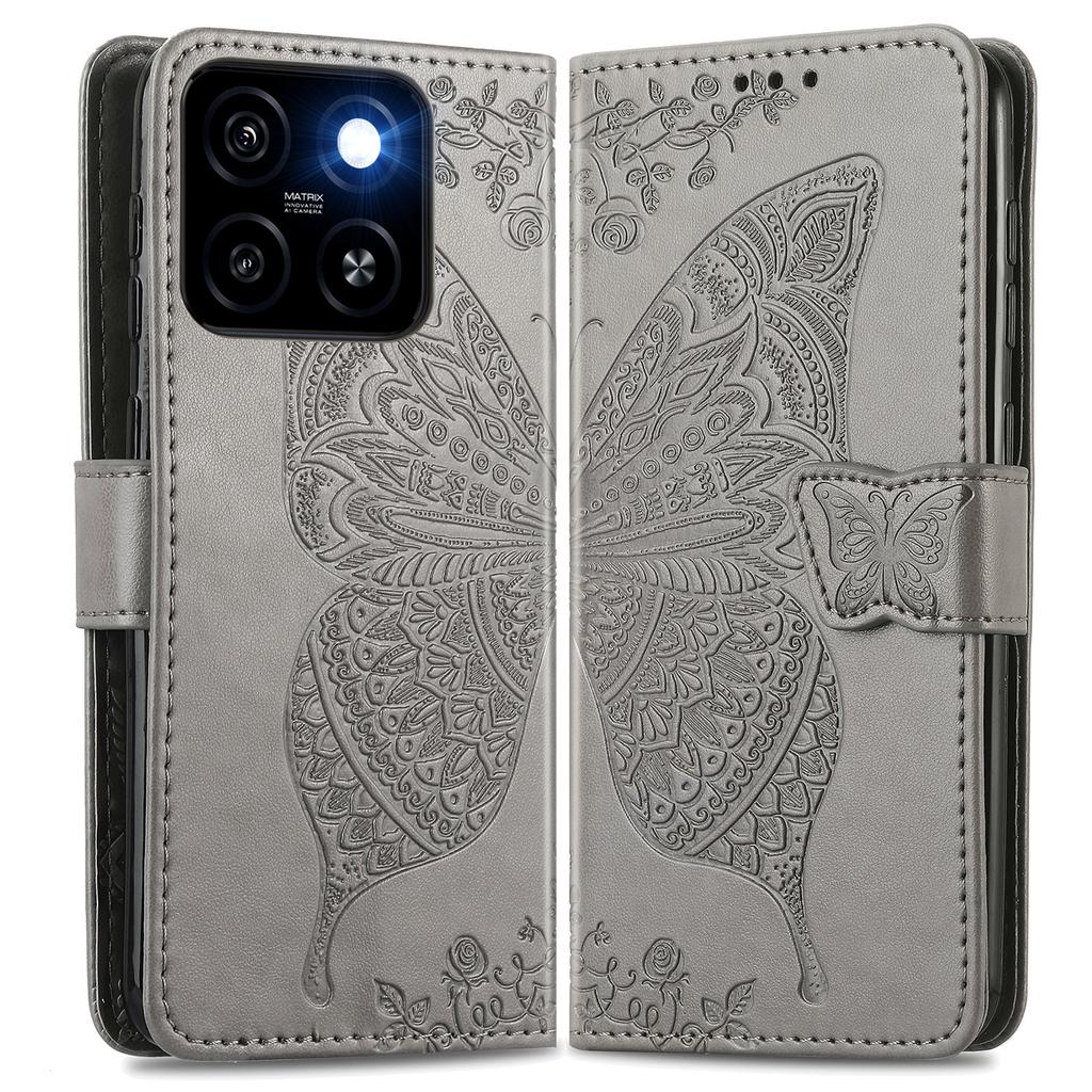 For ZTE Blade A55 Case PU Leather Wallet Phone Cover Butterfly Pattern