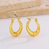 Personalized Simple U-shaped Earrings Niche Versatile Geometric Jewelry Lace Engraving Texture Titanium Steel Gold-plated Stud Earrings