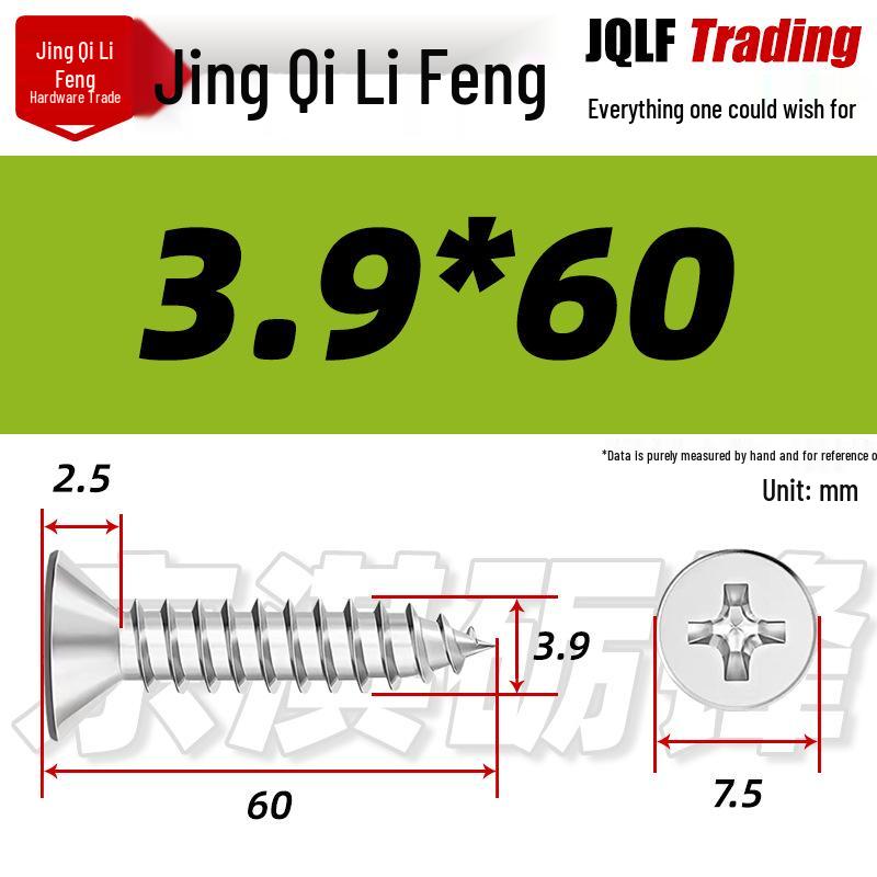 304 Stainless Steel Countersunk Self-Tapping Screw for Furniture & Outdoor Construction (GB/T 846)