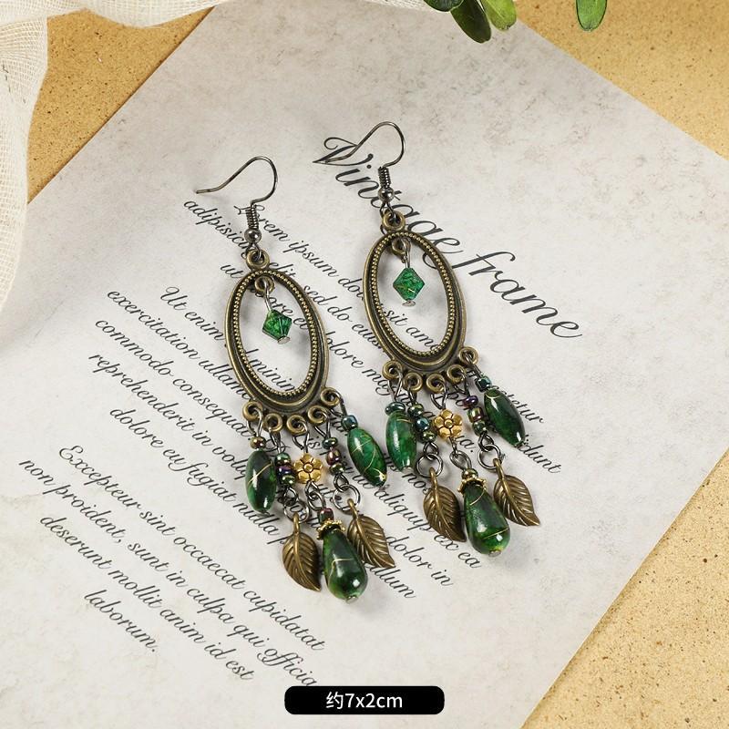 Vintage Long Fringed Earrings Femininity Earrings Niche Bohemian Vacation Earrings