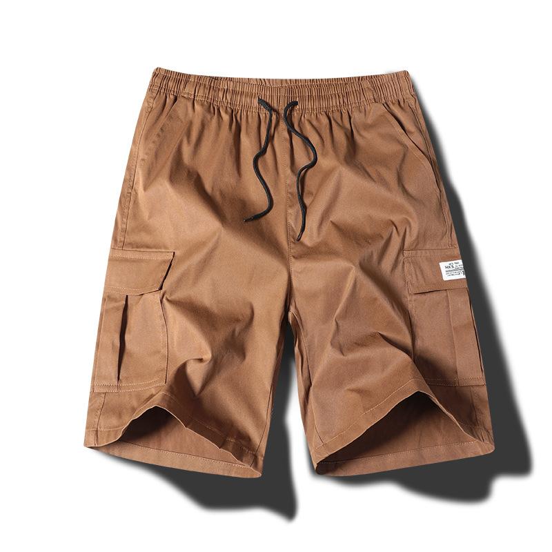 Large Size Shorts Men's Summer Solid Color Five-point Pants New Multi-pocket Loose Large Size Beach Pants Tooling
