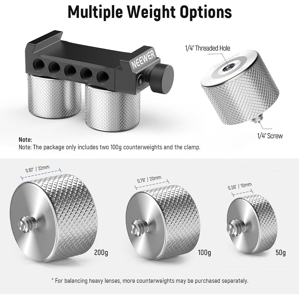 Neewer Gimbal Counterweight Clamp Kit Compatible with DJI Ronin RS3 Pro/RS3/RS2/RSC2/ZHIYUN Crane 2S/3S/Weebill S/Moza Air 2/AirCross 2 - For Balancin