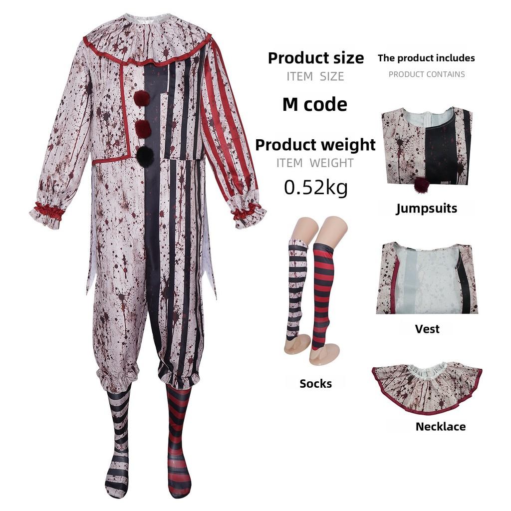Dark Clown Cosplay Costume For Halloween Anime Role Play With Striped Pattern For Men