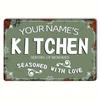 1pc 12x8 Inch 2D Flat Metal Wall Art Christmas Custom Family Name Year Kitchen Sign