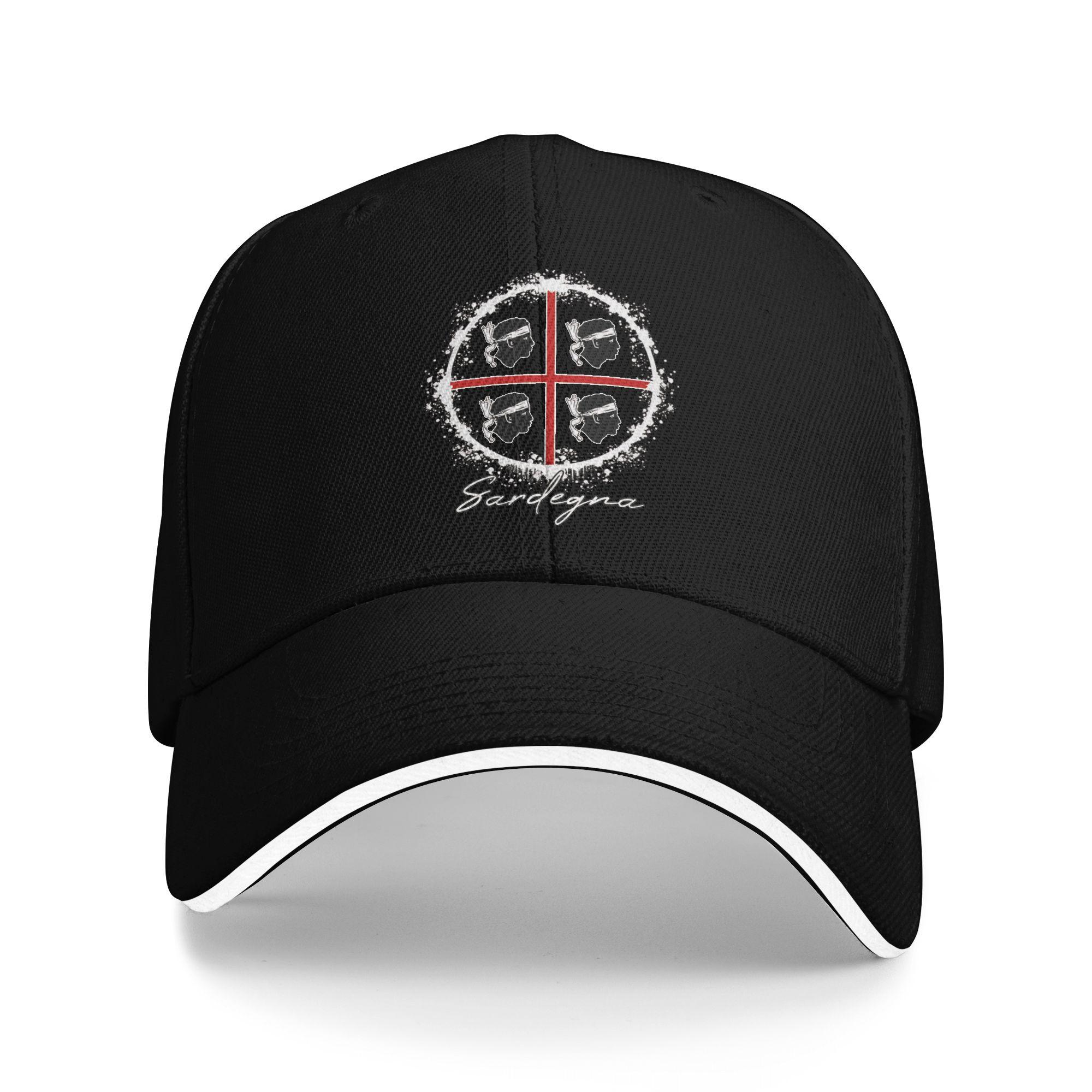 Herren Damen Sardinien Karte Sandwich Cap, Mode Baseballkappe Polyester Sonnenhut Verstellbar Papa Hut Waschbar One Size black