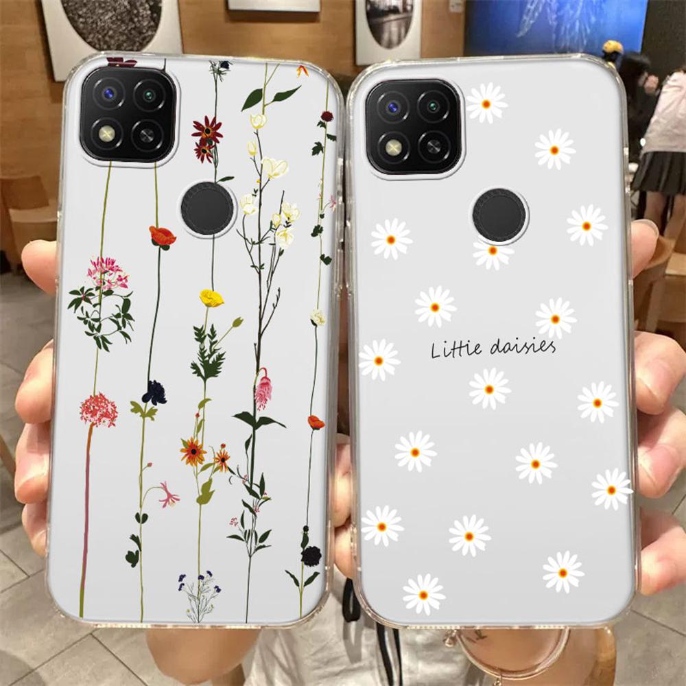 Transparent Clear For Xiaomi Redmi 9C 9 9A 9T 10A Cover Silicone Rose Flower Oil Painting Lavender Phone Case For Redmi9C NFC
