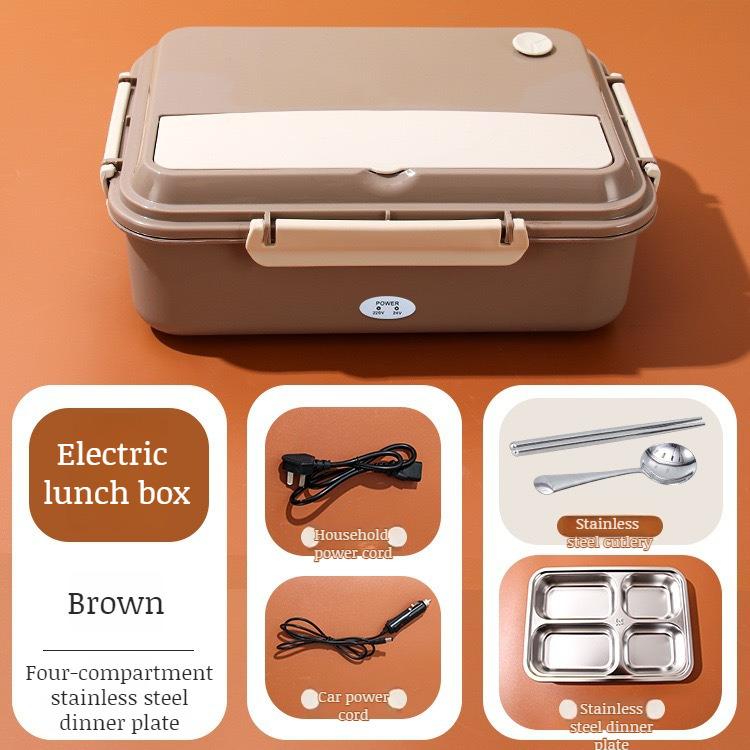

Portable Electric Lunch Box Stainless Steel Lining Insulated Lunch Box Electric Heater Water Free Bento Box for Office Workers EU