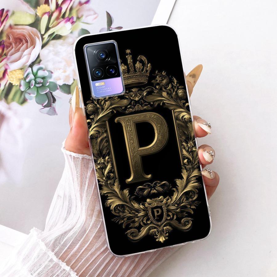 For Vivo V21e V2061 Y73 2021 Case Initial Letter Silicone Protective Soft Back Cover Case For VivoV21e 5G Case V2055 Phone Funda