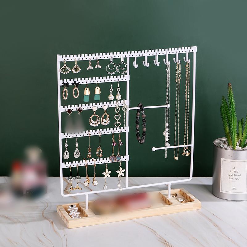 Jewelry Display Rack Earrings Ring Necklace Watch Jewelry Shelf Organizer Bracelet Stand Holder Hooks Home Storage Organizer