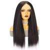 Long Straight Wig Middle Part Yaki Texture Black Synthetic Hair Women