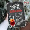Vintage Sangria Cocktail Metal Sign    Retro Wall Art with Recipe Colorful Drink Illustration Durable Iron Decor for Home Ba