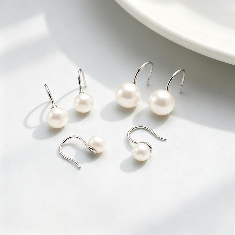 S999 Sterling Silver Elegant Freshwater Pearl Spoon-Style Earrings for Women – Internet Celebrity Inspired Hot Seller 999 Sterling Silver