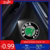 Car Sticker Car Door Lights Logo Projector Car Door Welcome Logo Projector Lights For Skoda Octavia KAMIQ KODIAQ SUPERB RAPID FA