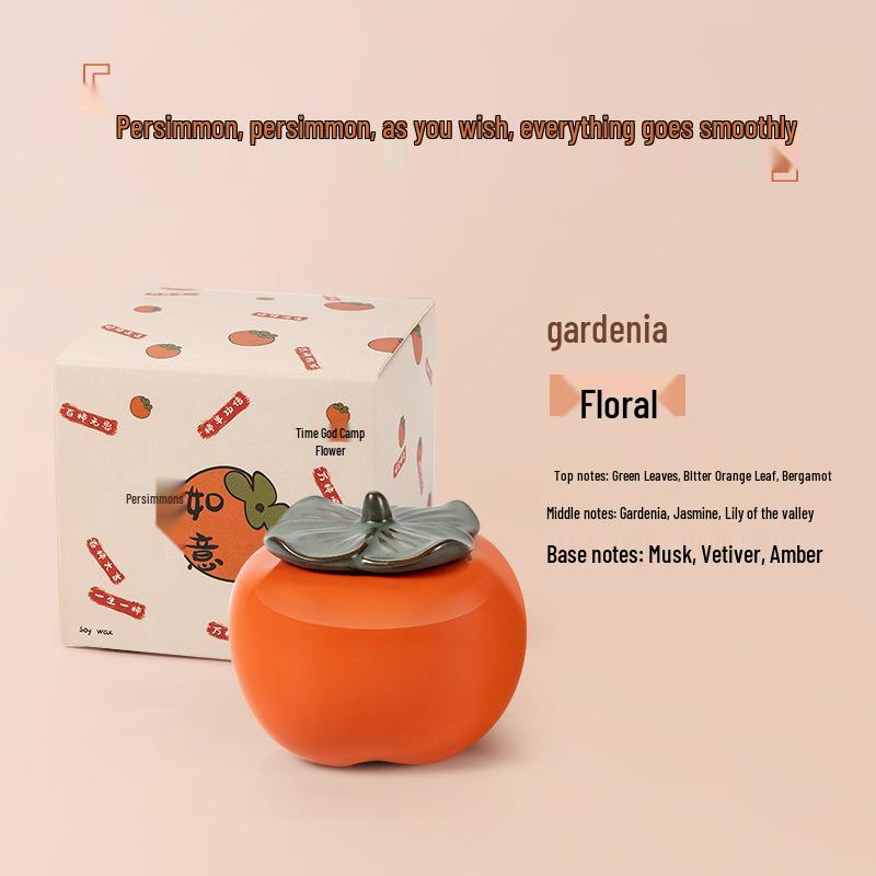 Persimmon Ruyi High-End Aroma Candle Ornament - Creative Gift for Birthday or Souvenir