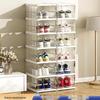 Ready-to-Use Foldable Shoe Box Cabinet with Transparent Layers for Entryway Storage