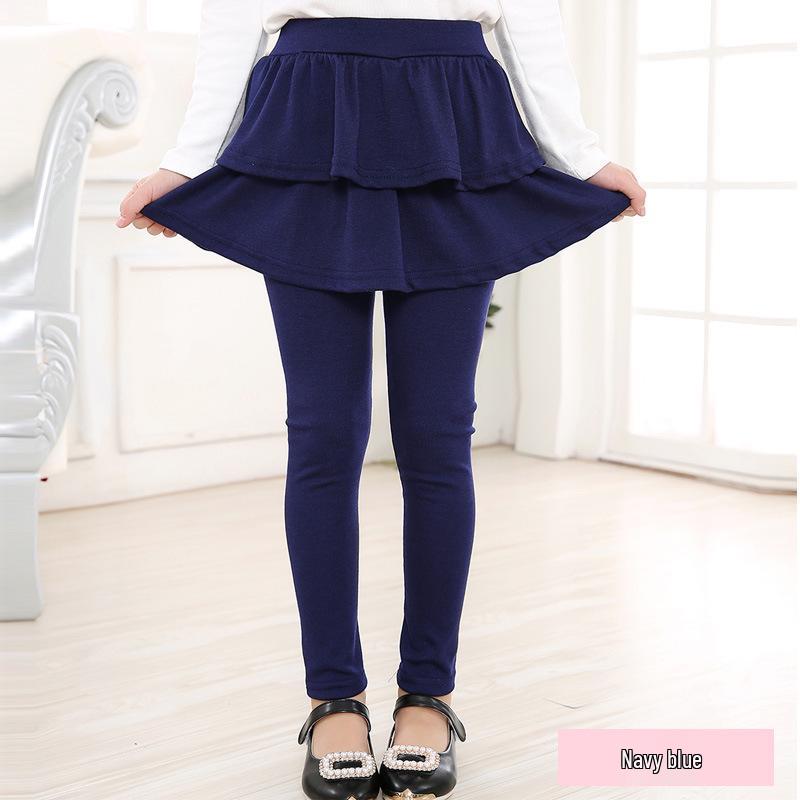 

Девочкины многоцветные эластичные юбка-брюки - Весна и Осень Корейский стиль Детская одежда 120 cm темно-синий