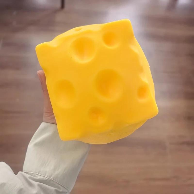 Jumbo Käsewürfel Stressball Große formbare Käse-Quetschball Nicht hüpfendes Fidget-Spielzeug Asmr Sensorisches Anti-Stress Festival Geschenk