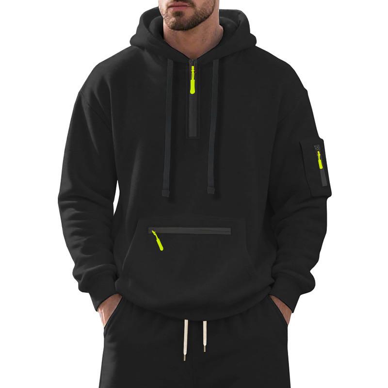 Mens Fleece Hooded Sweatshirt With Zipper For Casual Winter Wear