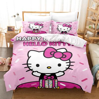Hello Kitty Bettwäsche-Set Bettbezüge 3-teilig 1 Bettdeckenbezug Luxus Kinder Doppel