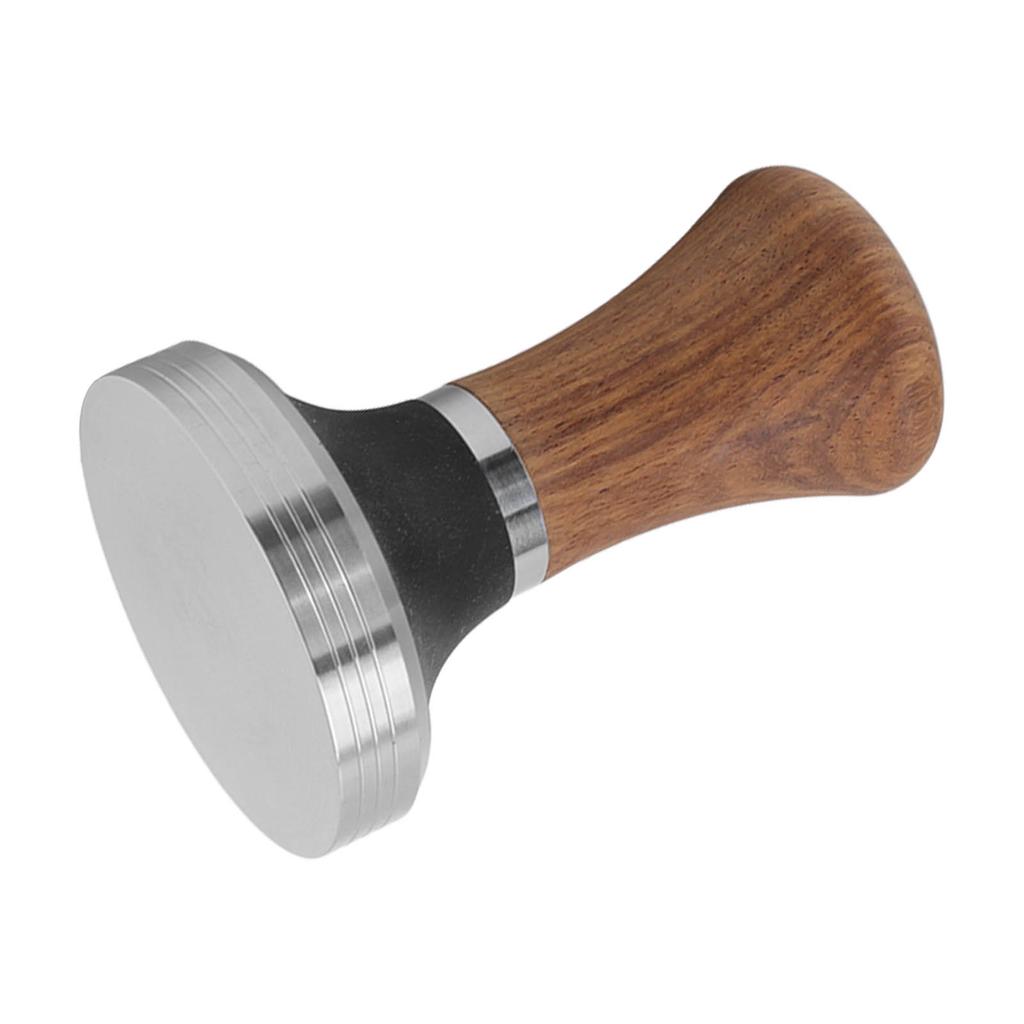 Coffee Tamper Stainless Steel Flat Bottom Coffee Hand Tamping Tool with Wooden Handle