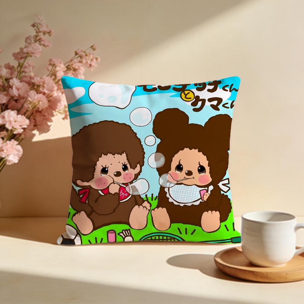 Popular MMonchhichiable Cushion Cover Stylish Washable Pillow Cover Ideal for Couch Bedroom Car Decoration