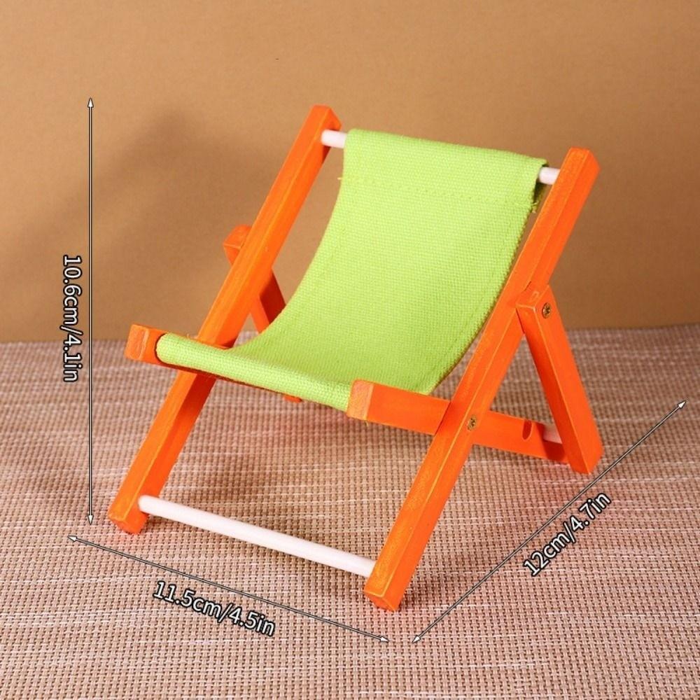 Multicolors Foldable Beach Chair Model Wooden Outdoor Casual Reclining Chair For 10cm Cotton Doll