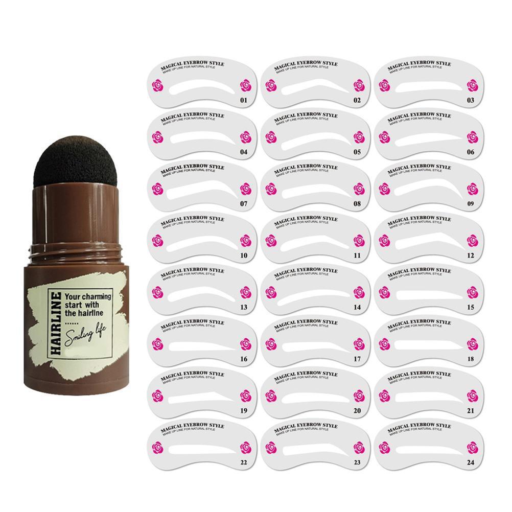 Eyebrow Stamp Brow Stamp Shaping Kit Long Lasting Eyebrow Stamp with 24 Brow Card Women Makeup Tools