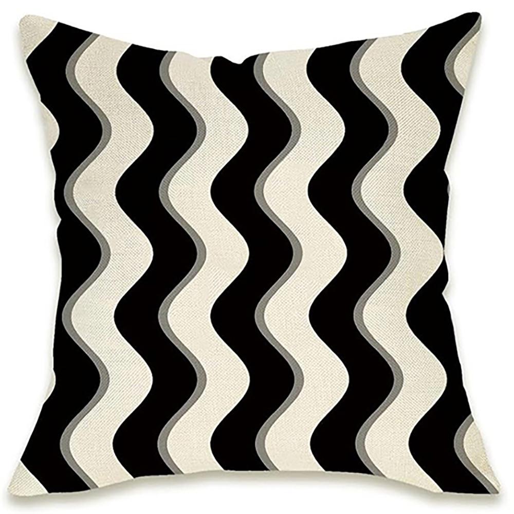 Black & White Geometric Pattern Pillow Covers Set of 4 ,,sofa and Chair Cushion Covers, Home Bedroom Room Decoration
