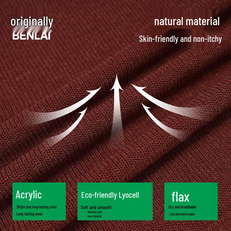 BENLAI Women's Round Neck Long Sleeve Knit Sweater